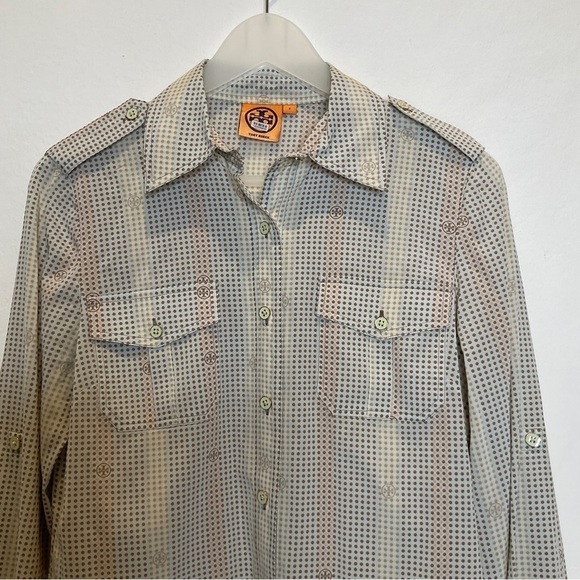 Tory Burch Brigitte Silk Dotted All Over Logo in Pastel Size 2 - Picture 3 of 15